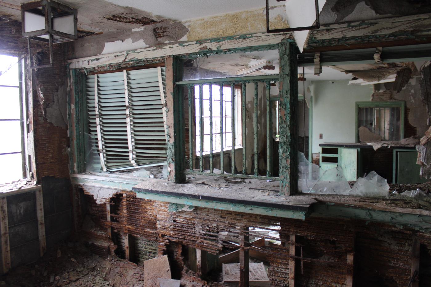 Some sort of office area, completely rotted out.