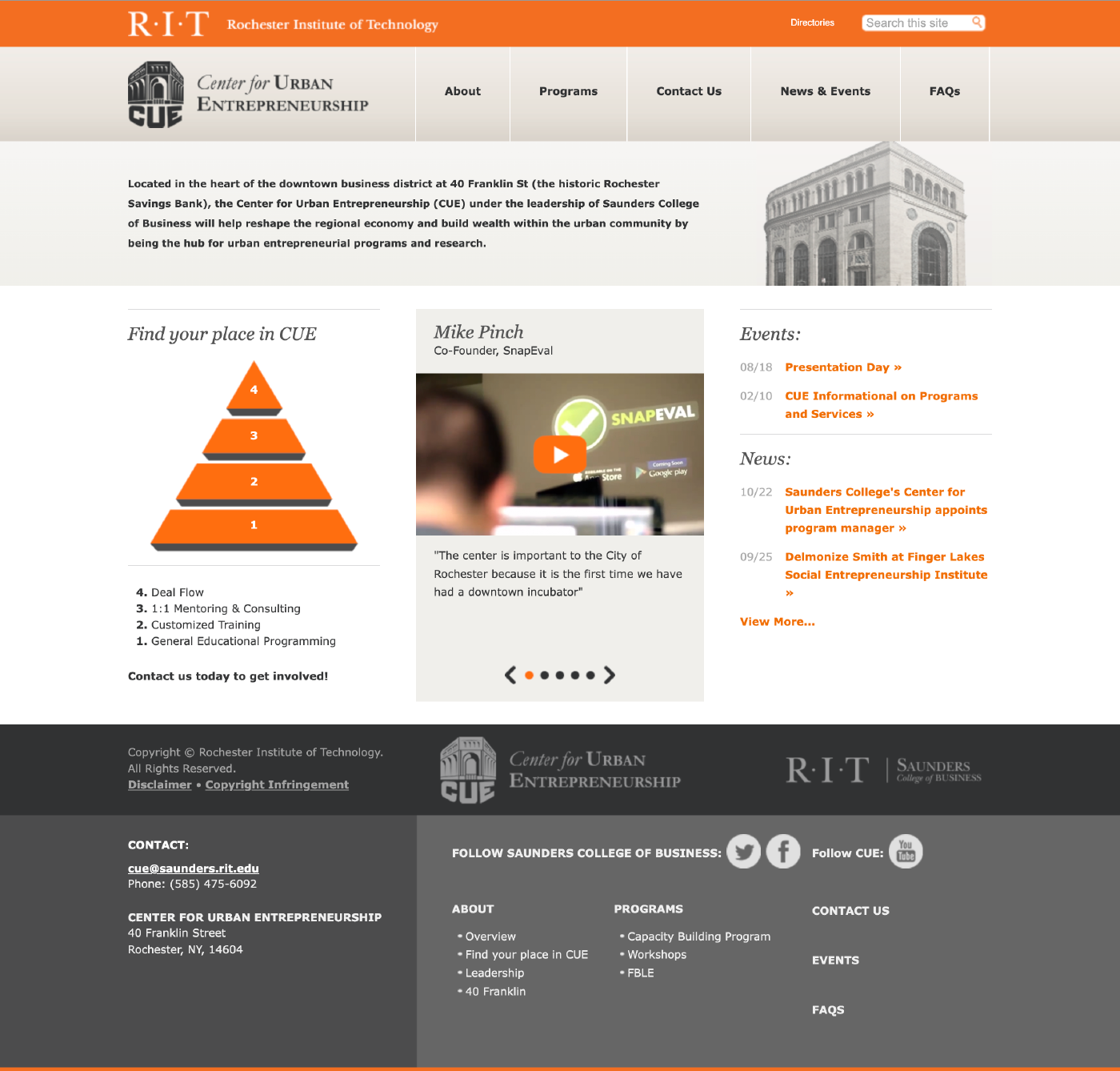 RIT Center for Urban Entrepreneurship Website