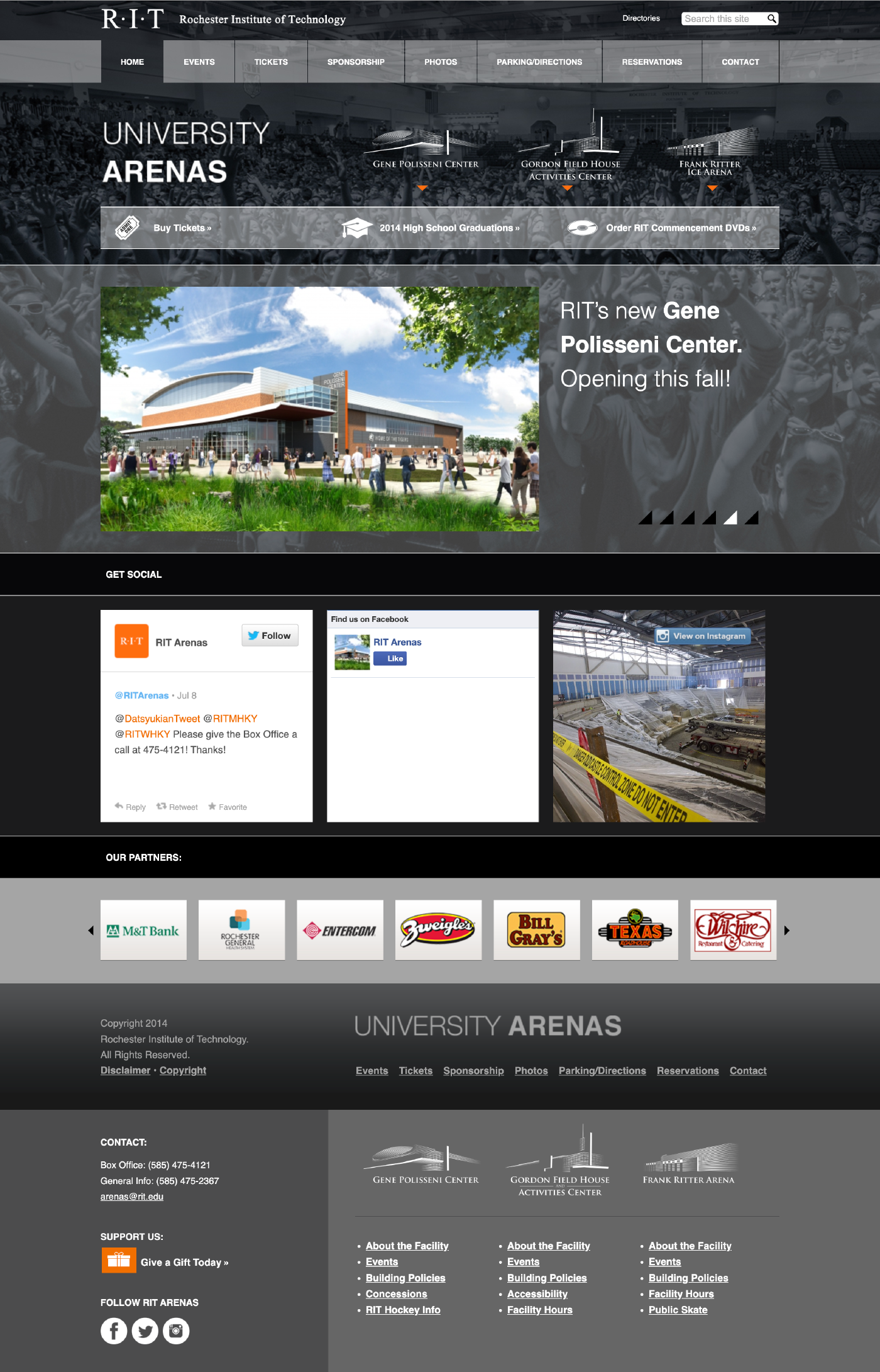 RIT University Arenas Website