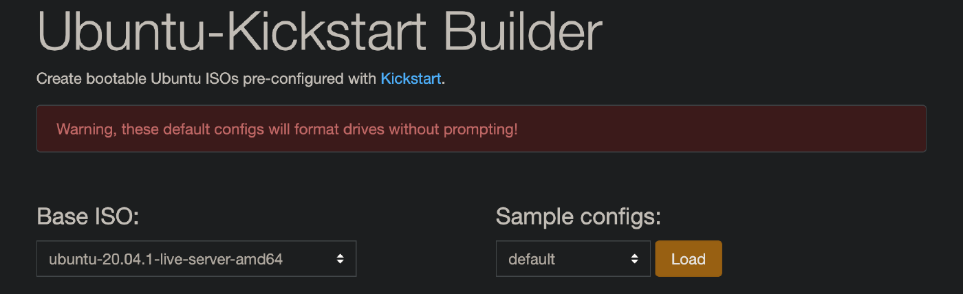 ubuntu kickstart / preseed builder